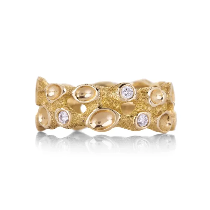 18k Rose Gold Band with Diamonds