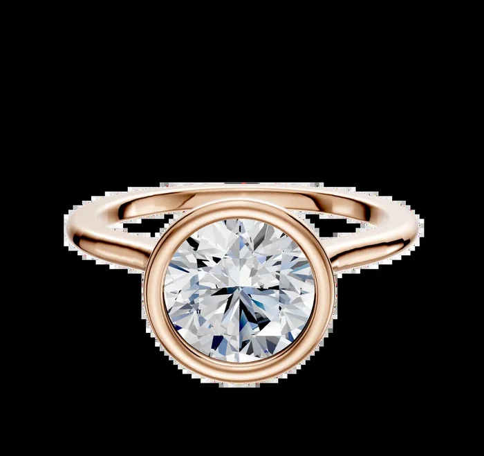 18K Rose Gold Bezel Full Bezel North/South Cathedral Dome 1.5mm Engagement Ring