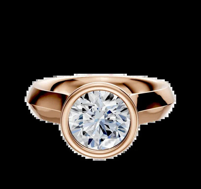 18K Rose Gold Bezel Full Bezel North/South Cathedral Knife Edge 4.0mm Engagement Ring