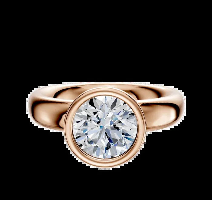 18K Rose Gold Bezel Full Bezel North/South Classic Dome 4.0mm Engagement Ring
