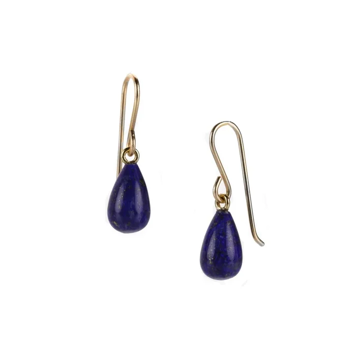 18k Small Lapis Teardrop Earrings