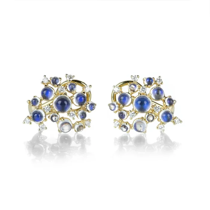 18k Small Moonstone Bubble Cluster Earrings