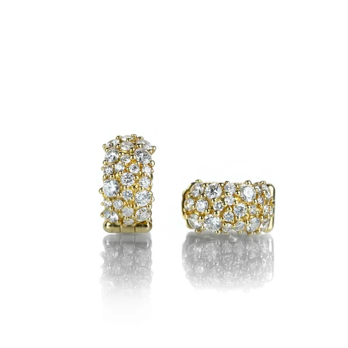 18k Small White Diamond Confetti Snap Hoops