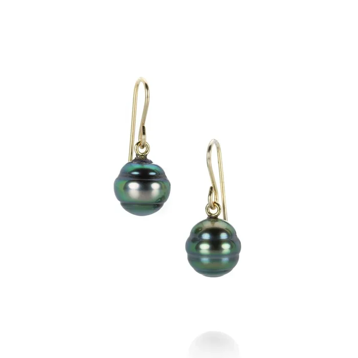 18k Tahitian Multicolor Circle Pearl Earrings