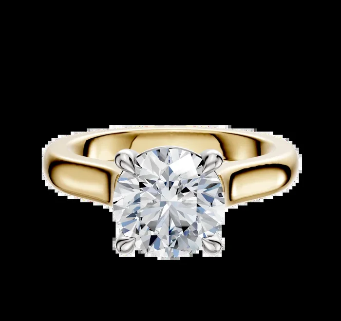 18K Two Tone 4 Prong Basket Cathedral Dome 3.0mm Engagement Ring