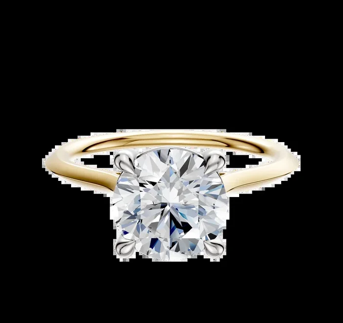 18K Two Tone 4 Prong Basket Cathedral Knife Edge 1.5mm Engagement Ring