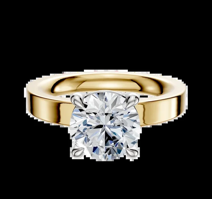 18K Two Tone 4 Prong Basket Classic Flat 3.0mm Engagement Ring