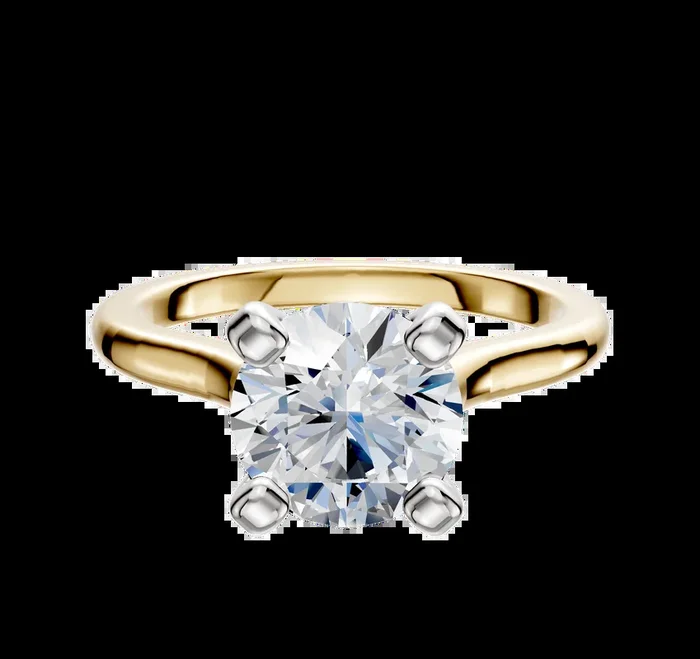 18K Two Tone 4 Prong Cathedral Dome 2.0mm Engagement Ring