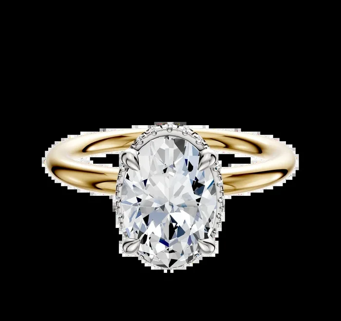 18K Two Tone 4 Prong Collar Classic Dome 2.0mm Engagement Ring