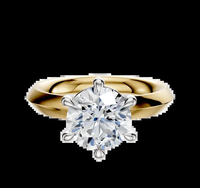 18K Two Tone 6 Prong Basket Classic Knife Edge 3.0mm Engagement Ring