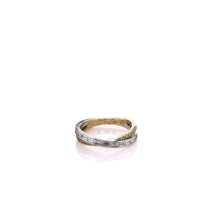 18k Two-Tone Yellow and White Diamond Crossover Band