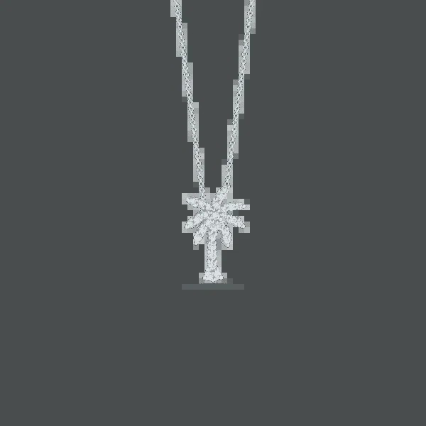 18k White Gold & Diamond Palm Tree Necklace