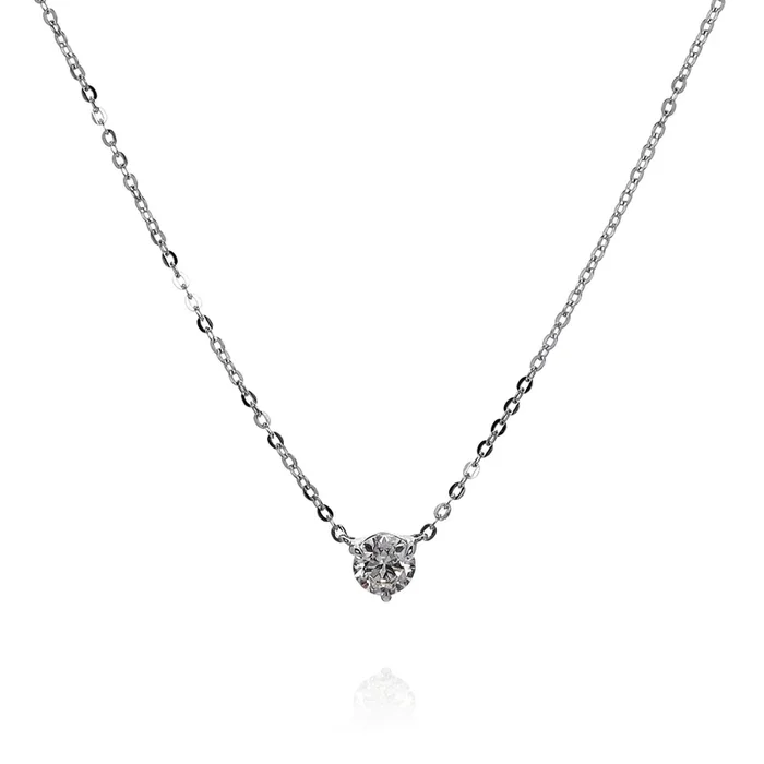 18k White Gold 1.00ct Diamond Solitaire Pendant Necklace