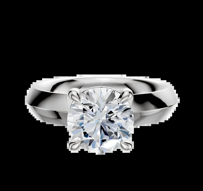 18K White Gold 4 Prong Basket Classic Knife Edge 4.0mm Engagement Ring