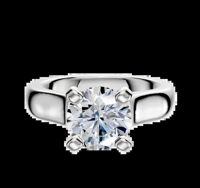18K White Gold 4 Prong Cathedral Dome 4.0mm Engagement Ring