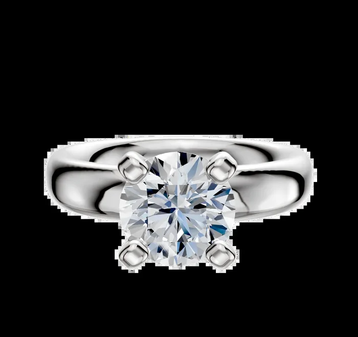 18K White Gold 4 Prong Classic Dome 4.0mm Engagement Ring