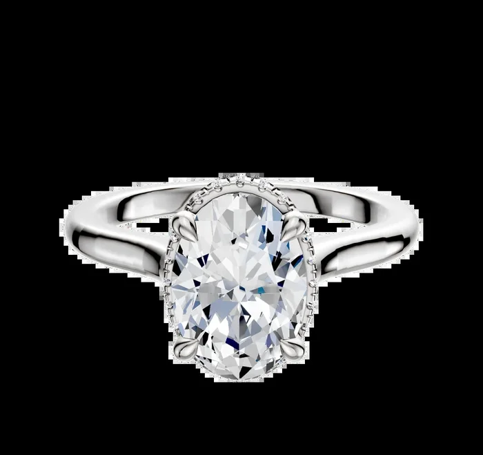 18K White Gold 4 Prong Collar Cathedral Dome 2.0mm Engagement Ring