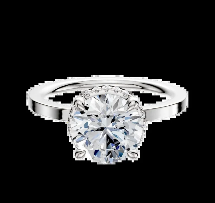 18K White Gold 4 Prong Collar Classic Flat 1.5mm Engagement Ring