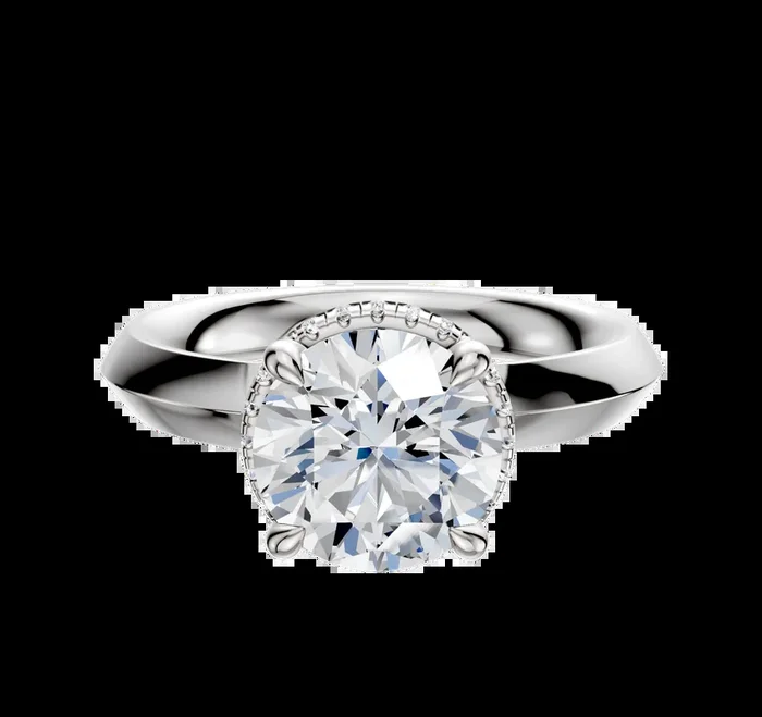 18K White Gold 4 Prong Collar Classic Knife Edge 3.0mm Engagement Ring