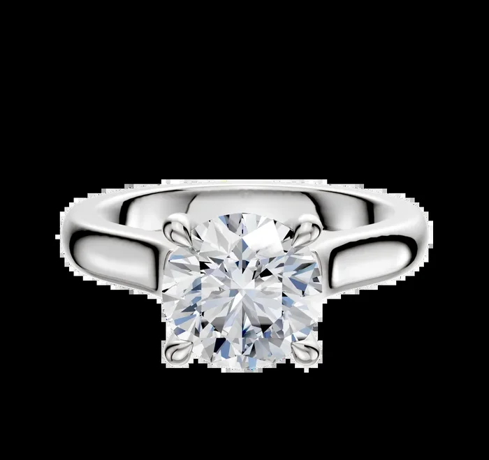 18K White Gold 4 Prong Hidden Halo Cathedral Dome 3.0mm Engagement Ring