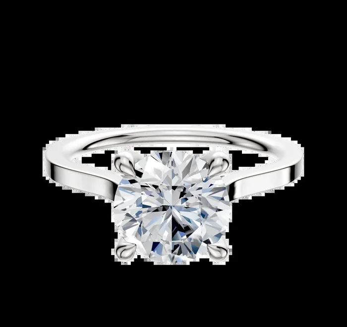 18K White Gold 4 Prong Hidden Halo Cathedral Flat 1.5mm Engagement Ring