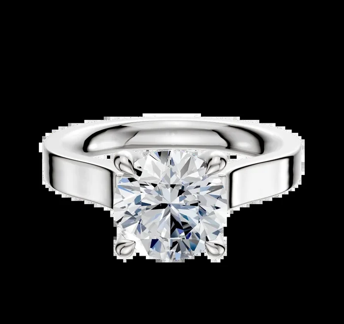 18K White Gold 4 Prong Hidden Halo Cathedral Flat 3.0mm Engagement Ring