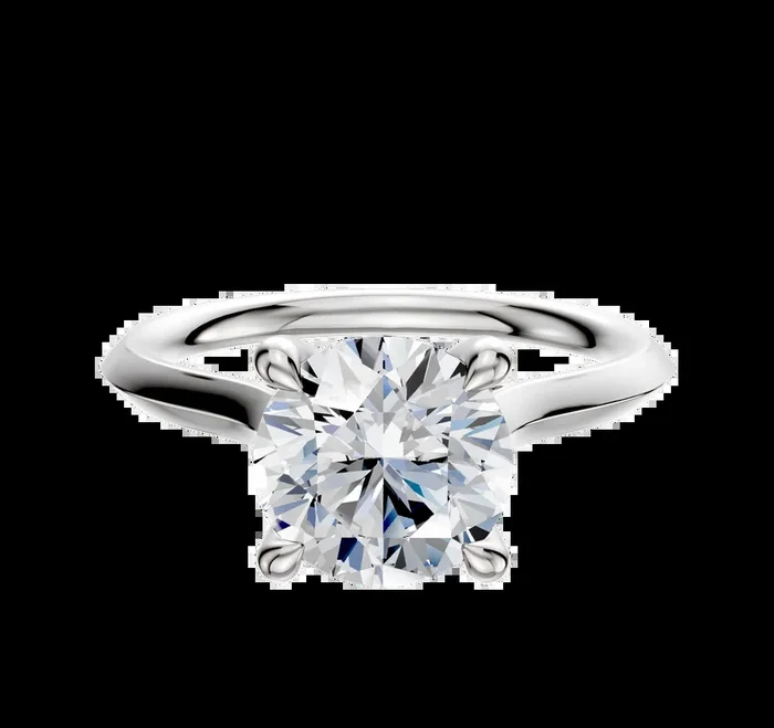 18K White Gold 4 Prong Hidden Halo Cathedral Knife Edge 2.0mm Engagement Ring