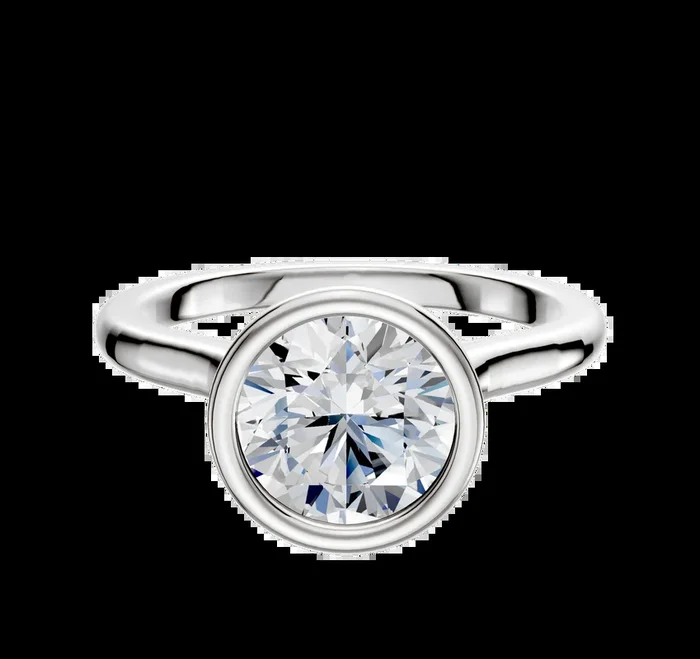 18K White Gold Bezel Full Bezel North/South Cathedral Dome 2.0mm Engagement Ring