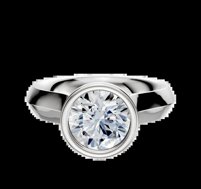 18K White Gold Bezel Full Bezel North/South Cathedral Knife Edge 4.0mm Engagement Ring
