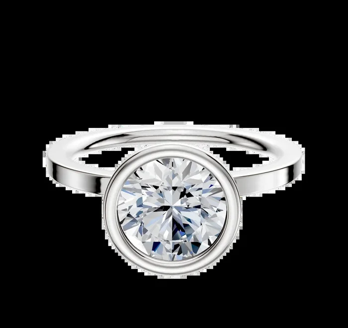 18K White Gold Bezel Full Bezel North/South Classic Flat 1.5mm Engagement Ring