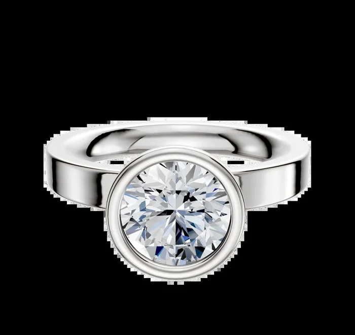 18K White Gold Bezel Full Bezel North/South Classic Flat 3.0mm Engagement Ring