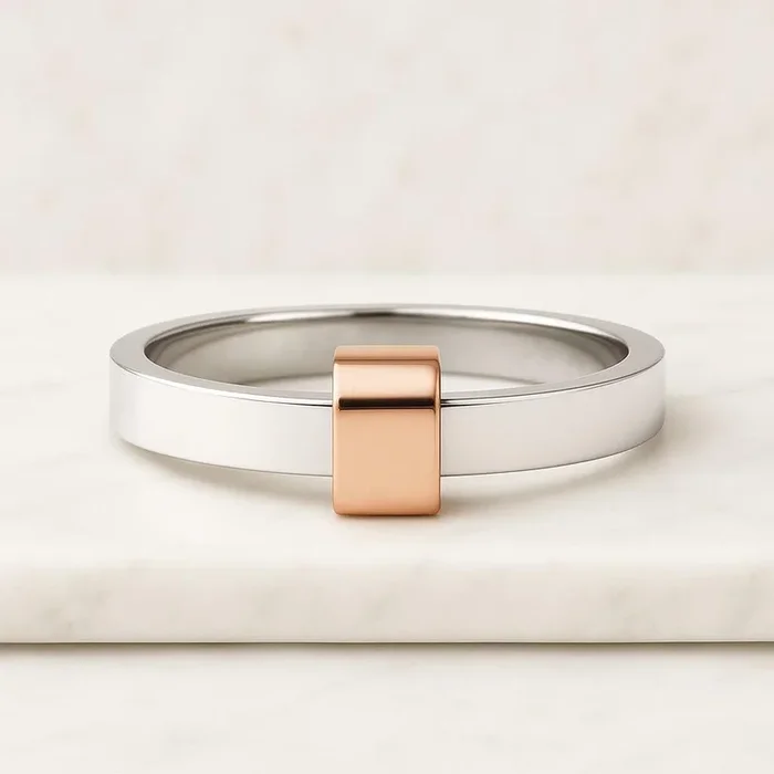 18k White Gold Dome Wedding Band