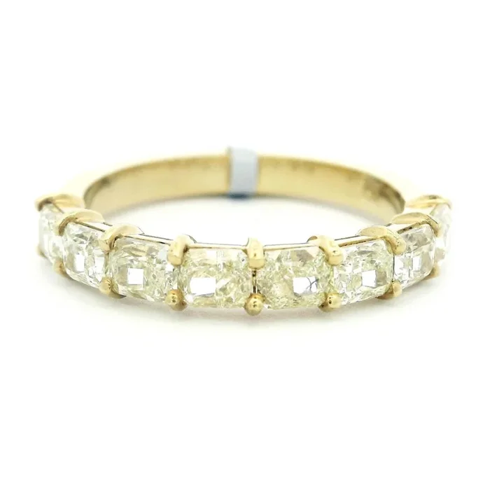 18K White Gold East West Fancy Yellow Natural Diamonds Band