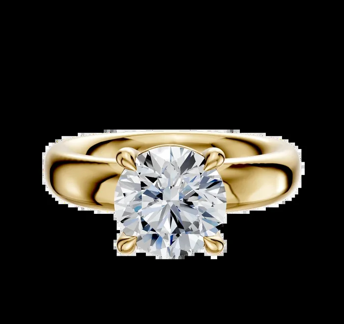 18K Yellow Gold 4 Prong Basket Classic Dome 4.0mm Engagement Ring