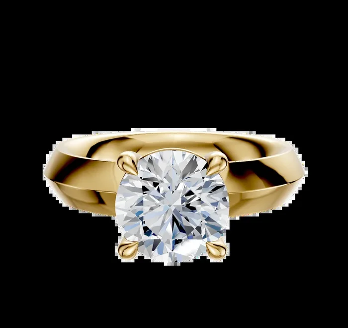 18K Yellow Gold 4 Prong Basket Classic Knife Edge 4.0mm Engagement Ring