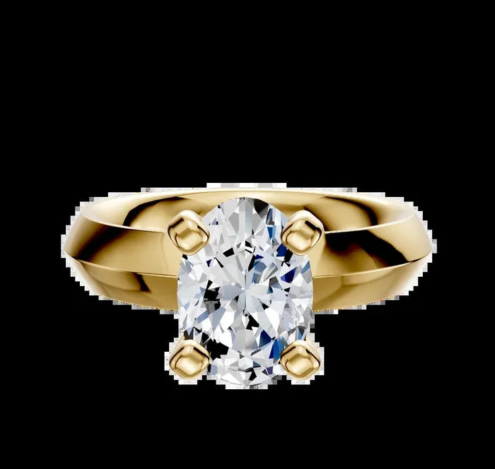 18K Yellow Gold 4 Prong Classic Knife Edge 4.0mm Engagement Ring