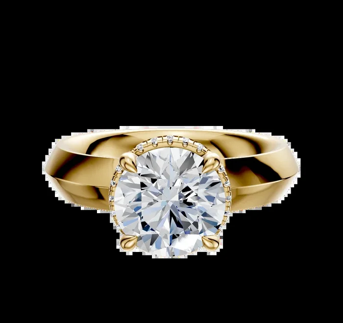 18K Yellow Gold 4 Prong Collar Classic Knife Edge 4.0mm Engagement Ring