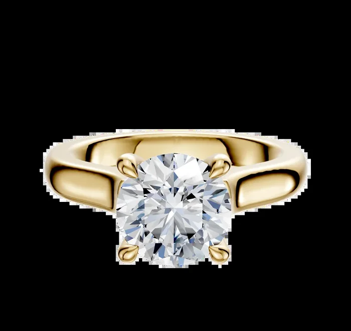 18K Yellow Gold 4 Prong Hidden Halo Cathedral Dome 3.0mm Engagement Ring