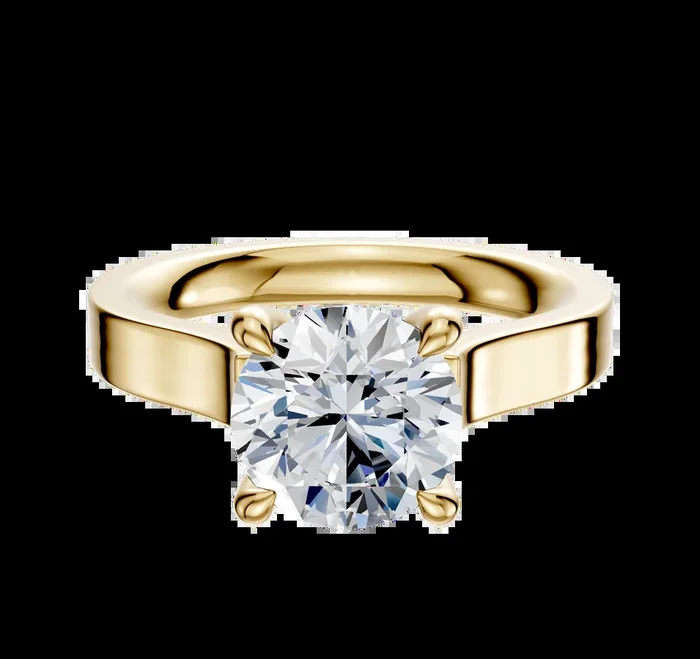 18K Yellow Gold 4 Prong Hidden Halo Cathedral Flat 3.0mm Engagement Ring