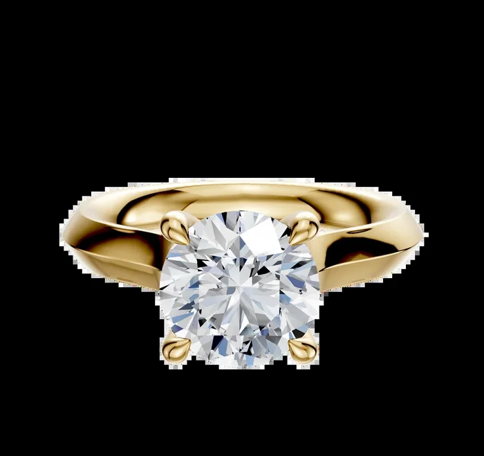 18K Yellow Gold 4 Prong Hidden Halo Cathedral Knife Edge 3.0mm Engagement Ring