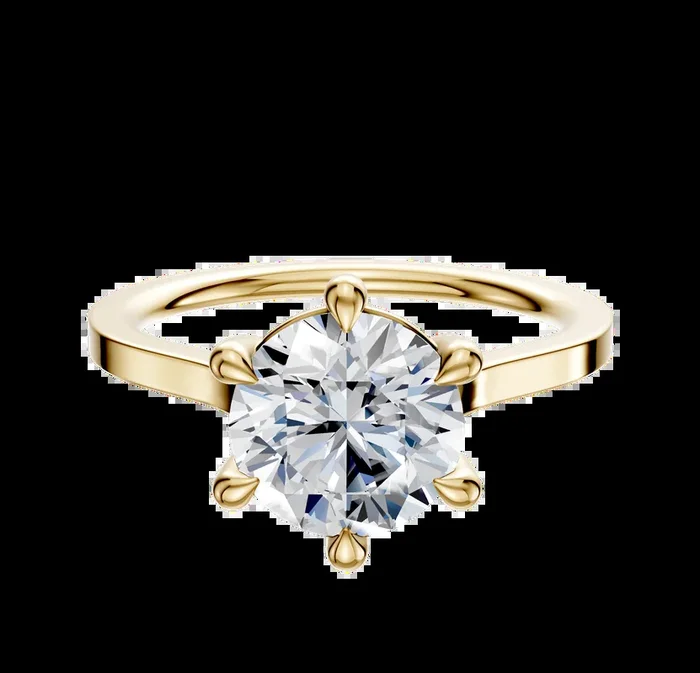 18K Yellow Gold 6 Prong Basket Cathedral Flat 1.5mm Engagement Ring