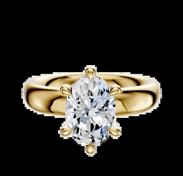 18K Yellow Gold 6 Prong Basket Classic Dome 4.0mm Engagement Ring