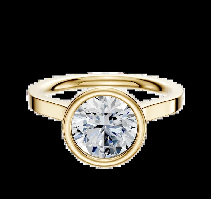 18K Yellow Gold Bezel Full Bezel North/South Cathedral Flat 2.0mm Engagement Ring