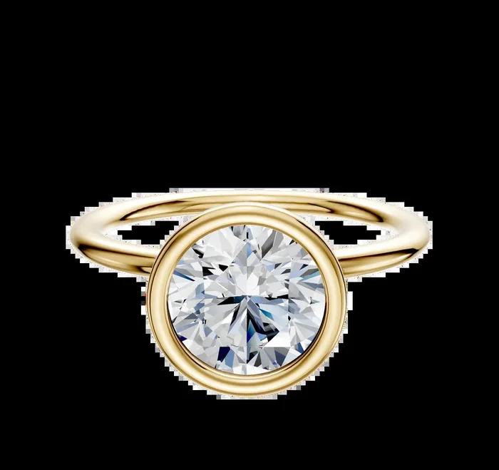 18K Yellow Gold Bezel Full Bezel North/South Classic Dome 1.5mm Engagement Ring