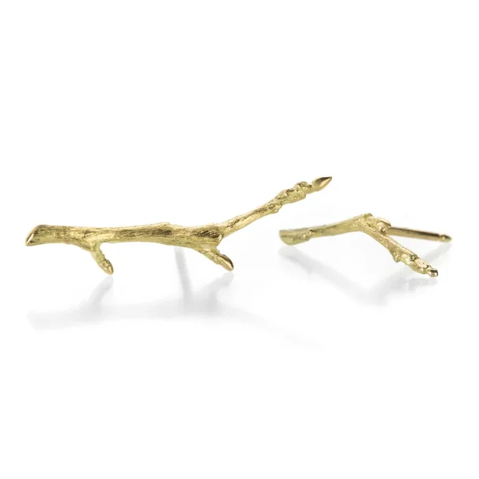 18k Yellow Gold Branch Studs
