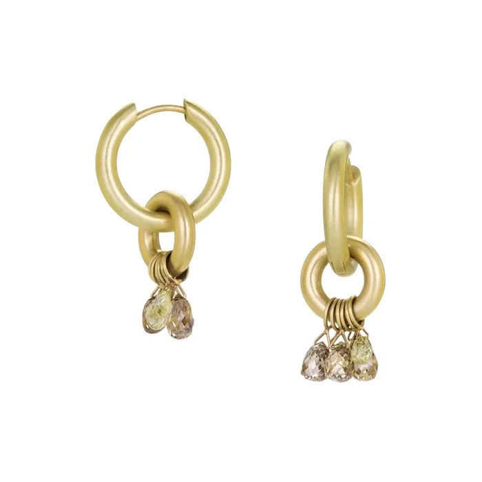 18k Yellow Gold Fairy Hoops wtih Diamonds