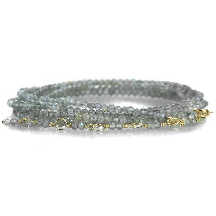 18k Yellow Gold Labradorite Wrap Bracelet – 34″