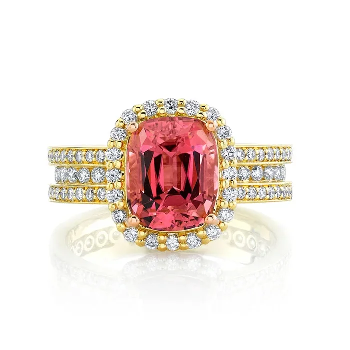 18k Yellow Gold Malaya Garnet & Diamond Ring