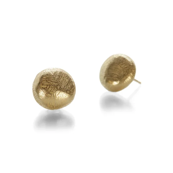 18k Yellow Gold Micro Pebble Earrings