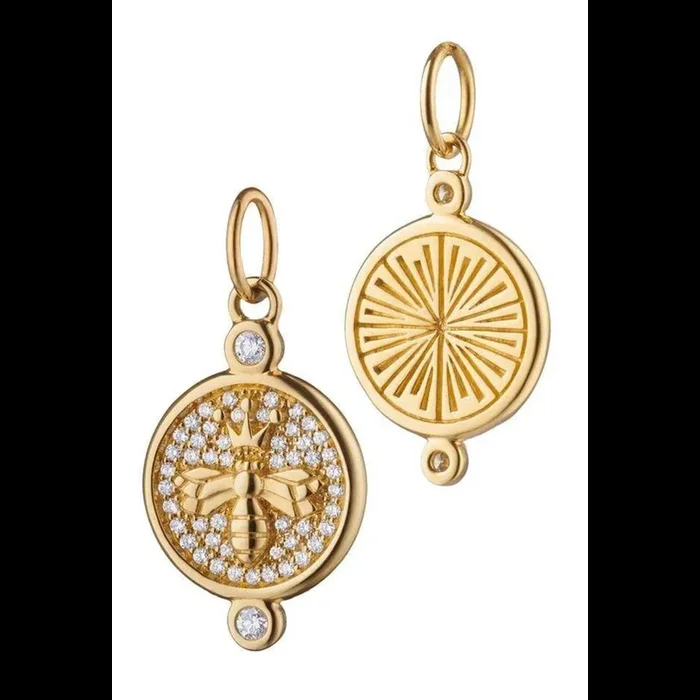 18K Yellow Gold Pavé Diamond Bee Charm